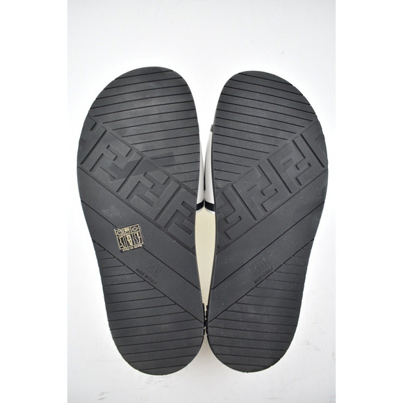 Fendi Joshua Vides White Black Leather Logo Mule Slide Flat Flop Sandal 36.5 - Picture 12 of 12